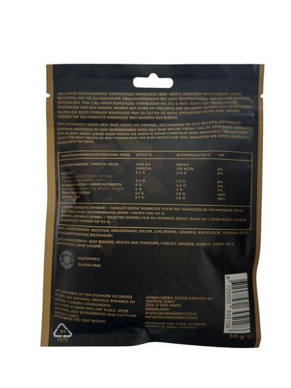 Beef Jerky Chili-Sriracha – 100% Beef – Hoog in Protein – Protein Snack – 50g