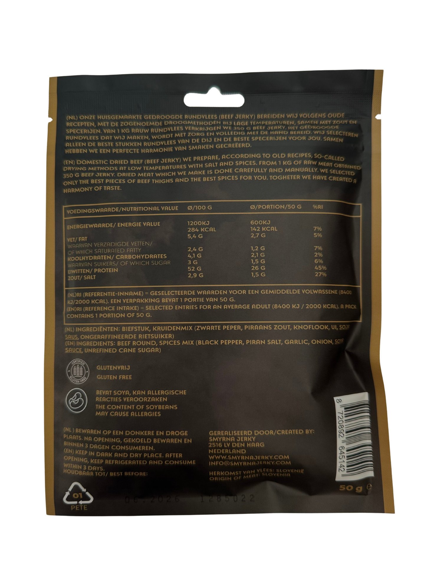 Beef Jerky Original – 100% Beef – High in Protein – Protein Snack – 50g