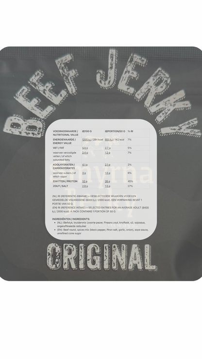 Beef Jerky Original – 100% Beef – High in Protein – Protein Snack – 50g